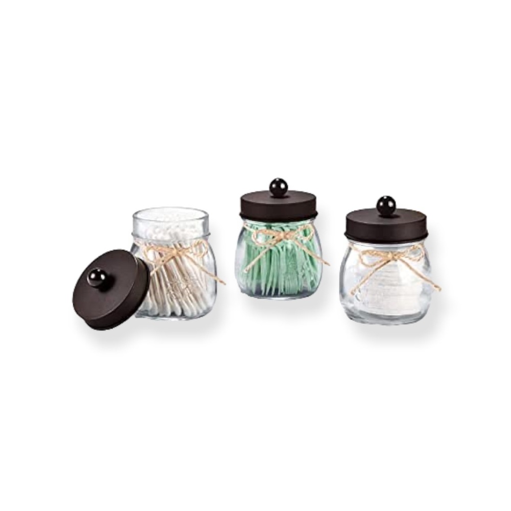 Vitever Glass Farmhouse Apothecary Jars set of 3 Storage